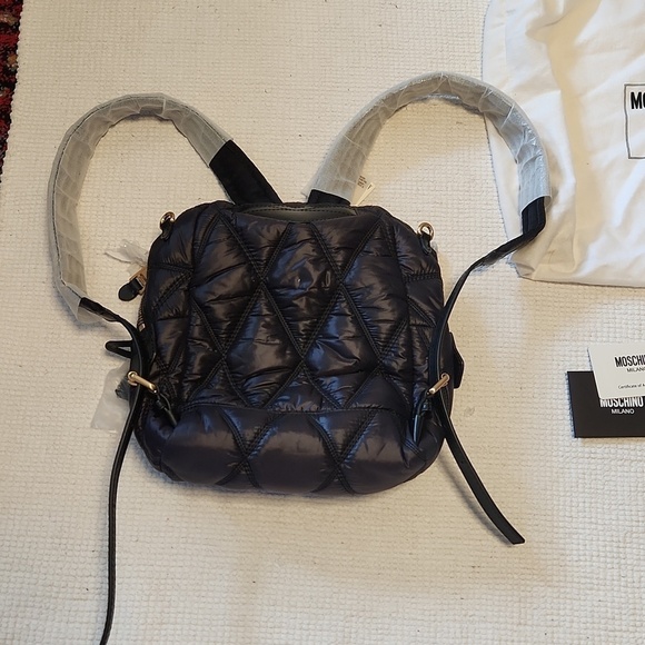 Moschino Couture black nylon  quilted  mini backpack